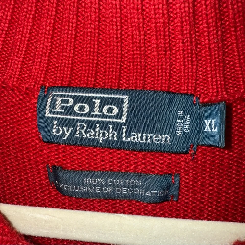 Polo‎ Ralph Lauren Sweater Men’s XL Mock Neck Knitted Red Old Money Quiet Luxury